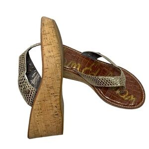 SAM Edelman Women’s Tan Cork Wedge Sandler Flip-Flop, Size 7.5M